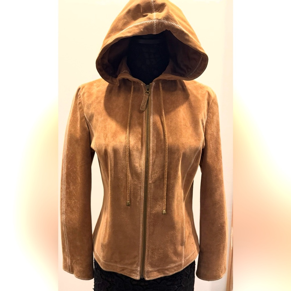 Vintage 100% Suede washable (yes, washable) hooded jacket